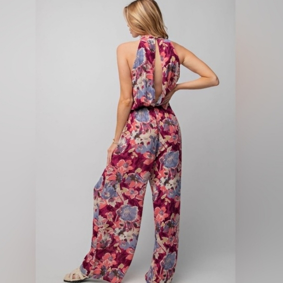 Easel Purple and Blue Floral Jumpsuit - Picture 2 of 9